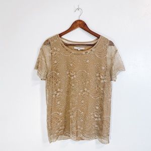 Loft Lace Short Sleeve Shirt